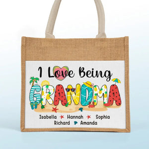 I Can Feel The Summer Breeze - Family Personalized Custom Tote Gift Bags, Jute Tote Bags, Beach Bags - Gift For Grandma