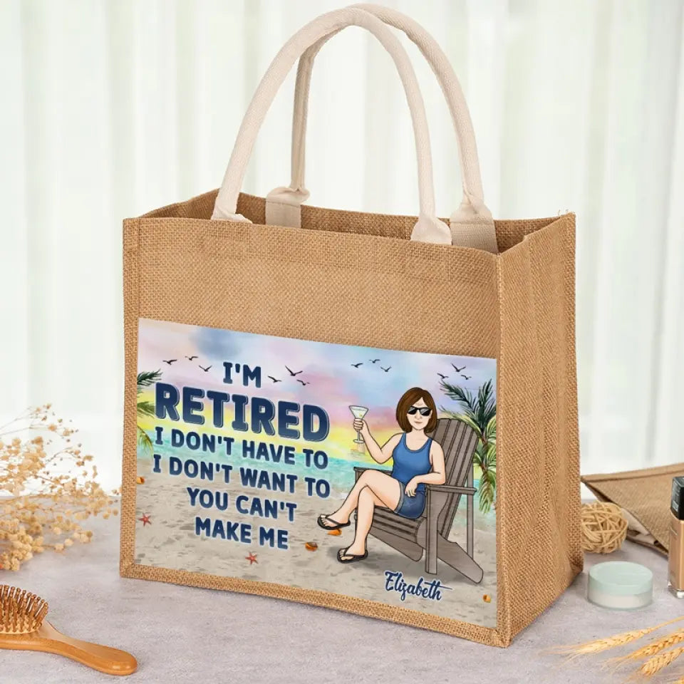 Time For Me To Chill - Family Personalized Custom Tote Gift Bags, Jute Tote Bags, Beach Bags - Gift For Mom, Grandma