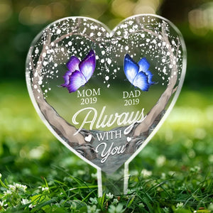 Your Light Will Always Shine In My Heart - Memorial Personalized Custom Stain Glass Style Acrylic Garden Stake - Sympathy Gift For Family Members