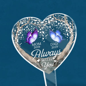 Your Light Will Always Shine In My Heart - Memorial Personalized Custom Stain Glass Style Acrylic Garden Stake - Sympathy Gift For Family Members