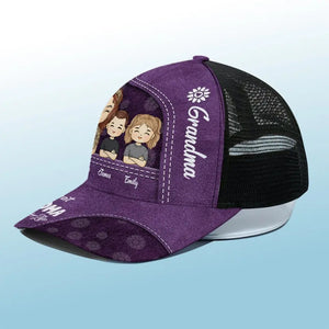 Livin' That Grandma Life - Family Personalized Custom Mesh-back Baseball Cap, Baseball Trucker Cap - Gift For Mom, Grandma