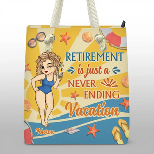 Retirement Is My New Beginning - Family Personalized Custom Beach Bag - Appreciation, Retirement Gift For Grandma