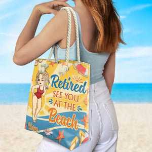 Retirement Is My New Beginning - Family Personalized Custom Beach Bag - Appreciation, Retirement Gift For Grandma