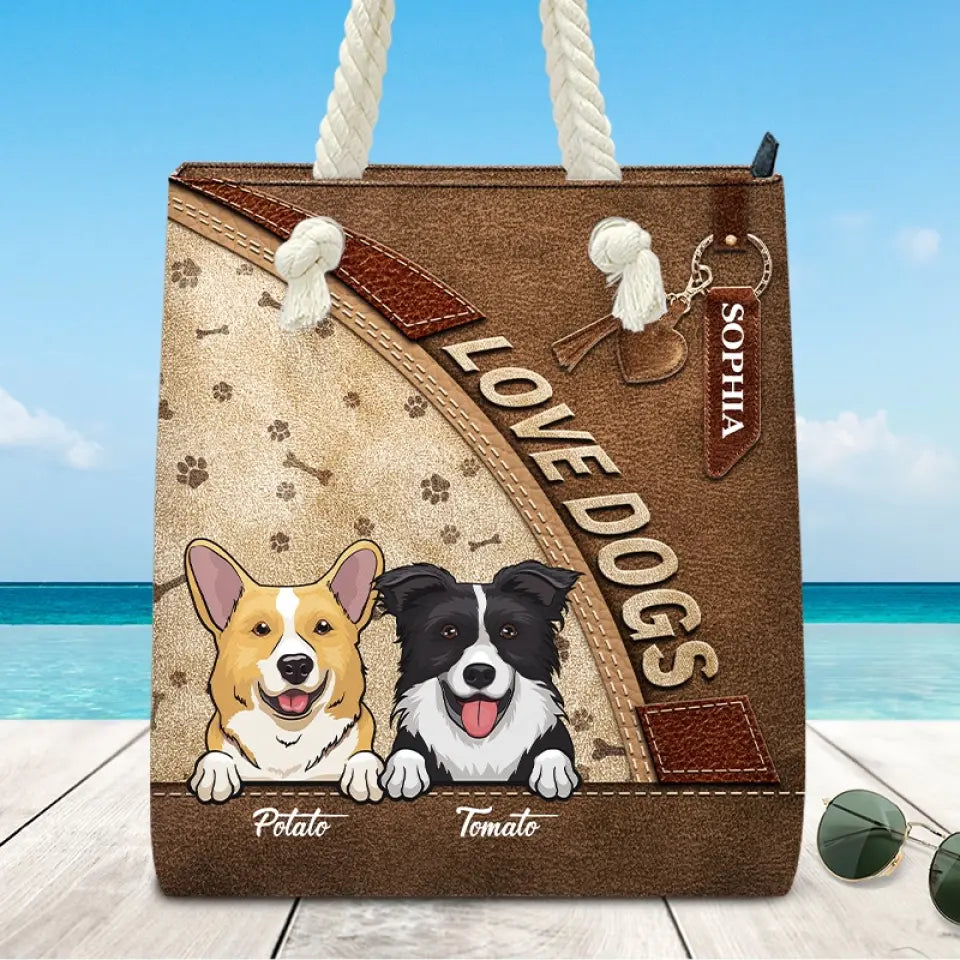 I Woof Summer Vacation - Dog Personalized Custom Beach Bag - Summer Vacation Gift For Pet Owners, Pet Lovers