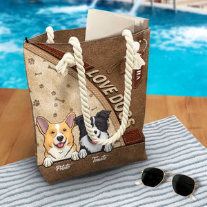 I Woof Summer Vacation - Dog Personalized Custom Beach Bag - Summer Vacation Gift For Pet Owners, Pet Lovers