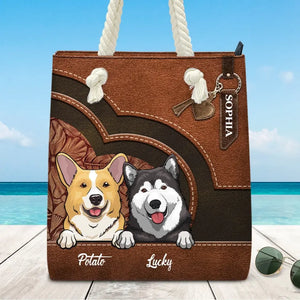 Barking Up A Summer Breeze - Dog Personalized Custom Beach Bag - Summer Vacation Gift For Pet Owners, Pet Lovers