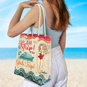 Girls Trip! Cheaper Than Therapy - Bestie Personalized Custom Beach Bag - Summer Vacation Gift For Best Friends, BFF, Sisters