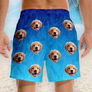 Custom Photo My Pet Thinks I'm A Catch - Dog & Cat Personalized Custom Tropical Hawaiian Aloha Men Beach Shorts - Summer Vacation Gift, Birthday Party Gift For Pet Owners, Pet Lovers