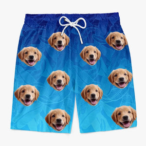 Custom Photo My Pet Thinks I'm A Catch - Dog & Cat Personalized Custom Tropical Hawaiian Aloha Men Beach Shorts - Summer Vacation Gift, Birthday Party Gift For Pet Owners, Pet Lovers