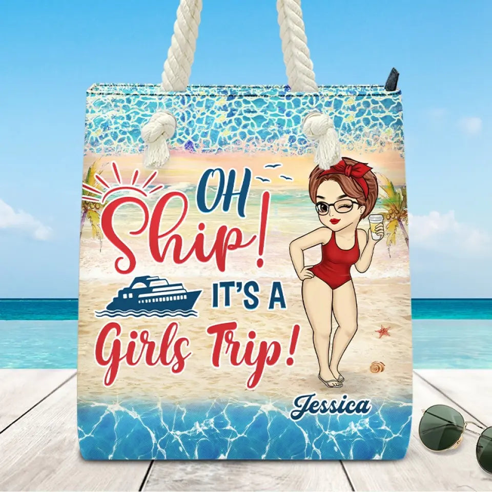 It's A Girls Trip! - Bestie Personalized Custom Beach Bag - Summer Vacation Gift For Best Friends, BFF, Sisters