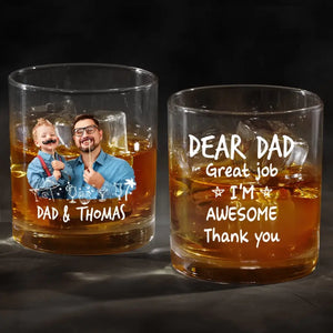 Custom Photo I Finally Have A Drinking Buddy - Family Personalized Custom Whiskey Glass - Gift For Dad, Grandpa