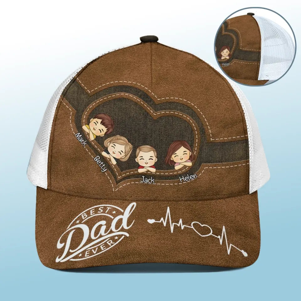 We Belongs To The Best Dad Ever - Family Personalized Custom Mesh-back Baseball Cap, Baseball Trucker Cap - Gift For Family Members