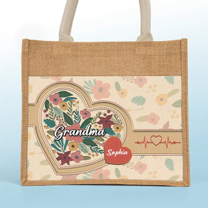 A Grandma's Love Is Forever And Always - Family Personalized Custom Tote Gift Bags, Jute Tote Bags, Beach Bags - Gift For Mom, Grandma