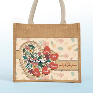 A Grandma's Love Is Forever And Always - Family Personalized Custom Tote Gift Bags, Jute Tote Bags, Beach Bags - Gift For Mom, Grandma