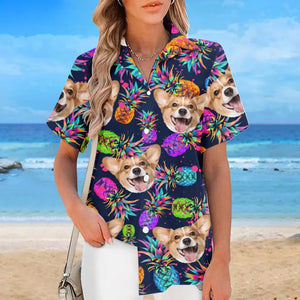 Custom Photo Summer State Of Mind - Dog & Cat Personalized Custom Unisex Tropical Hawaiian Aloha Shirt - Summer Vacation Gift, Gift For Pet Owners, Pet Lovers