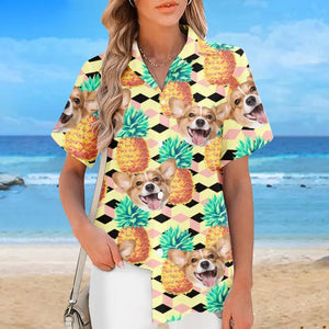 Custom Photo Catch The Wave - Dog & Cat Personalized Custom Unisex Tropical Hawaiian Aloha Shirt - Summer Vacation Gift, Gift For Pet Owners, Pet Lovers