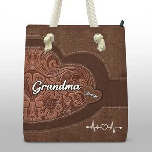 Mom’s The Heart Of The Family - Family Personalized Custom Beach Bag - Gift For Mom, Grandma