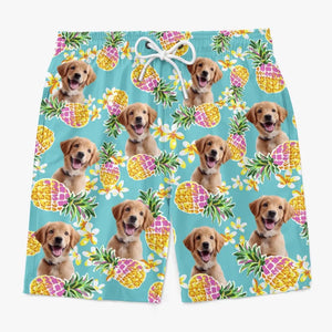 Custom Photo Running Towards The Sun - Dog & Cat Personalized Custom Tropical Hawaiian Aloha Men Beach Shorts - Summer Vacation Gift, Birthday Party Gift For Pet Owners, Pet Lovers