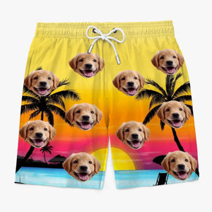 Custom Photo Vacation Calories Don’t Count - Dog & Cat Personalized Custom Tropical Hawaiian Aloha Men Beach Shorts - Summer Vacation Gift, Birthday Party Gift For Pet Owners, Pet Lovers