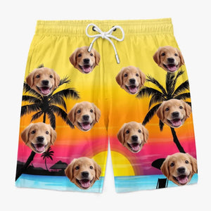 Custom Photo Vacation Calories Don’t Count - Dog & Cat Personalized Custom Tropical Hawaiian Aloha Men Beach Shorts - Summer Vacation Gift, Birthday Party Gift For Pet Owners, Pet Lovers