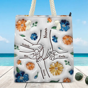 I Wanna Hold Your Hand And Discover The World - Family Personalized Custom Beach Bag - Gift For Mom, Grandma