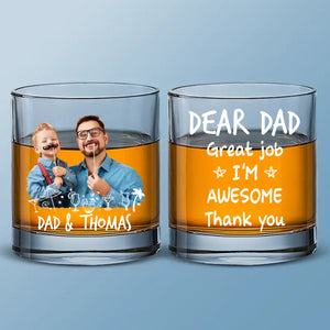 Custom Photo I Finally Have A Drinking Buddy - Family Personalized Custom Whiskey Glass - Gift For Dad, Grandpa