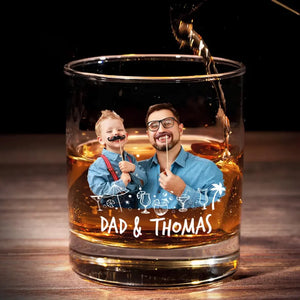 Custom Photo I Finally Have A Drinking Buddy - Family Personalized Custom Whiskey Glass - Gift For Dad, Grandpa