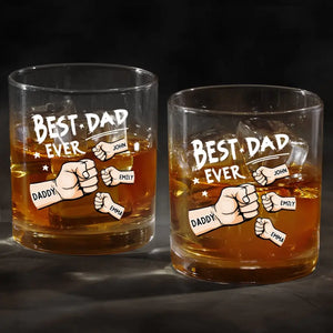 Dads Are The True Superheroes - Family Personalized Custom Whiskey Glass - Gift For Dad, Grandpa