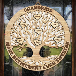 Grandkid Makes Retirement Even Sweeter - Personalized Shaped Wood Sign - Gift For Mom, Grandma