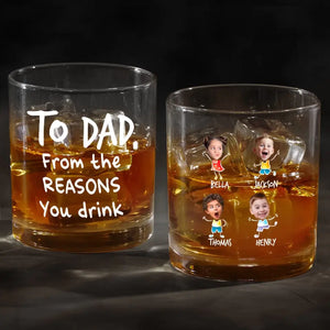 Custom Photo Our Family Is Awesome - Family Personalized Custom Whiskey Glass - Gift For Dad, Grandpa