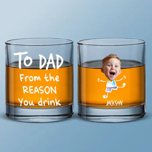 Custom Photo Our Family Is Awesome - Family Personalized Custom Whiskey Glass - Gift For Dad, Grandpa