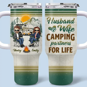 One Campsite At A Time, We Make Memories Together - Camping Personalized Custom 40 Oz Stainless Steel Tumbler With Handle - Gift For Husband Wife, Camping Lovers