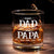 First Daddy, Now Grandpa - Family Personalized Custom Whiskey Glass - Gift For Dad, Grandpa