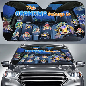 This Grandma Belongs To - Family Personalized Custom Auto Windshield Sunshade, Car Window Protector - Gift For Mom, Grandma