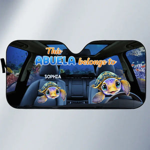 This Grandma Belongs To - Family Personalized Custom Auto Windshield Sunshade, Car Window Protector - Gift For Mom, Grandma