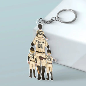 Daddy's Team - Family Personalized Custom Shaped Acrylic Keychain - Gift For Family Members, Sport Lovers, Sport Players