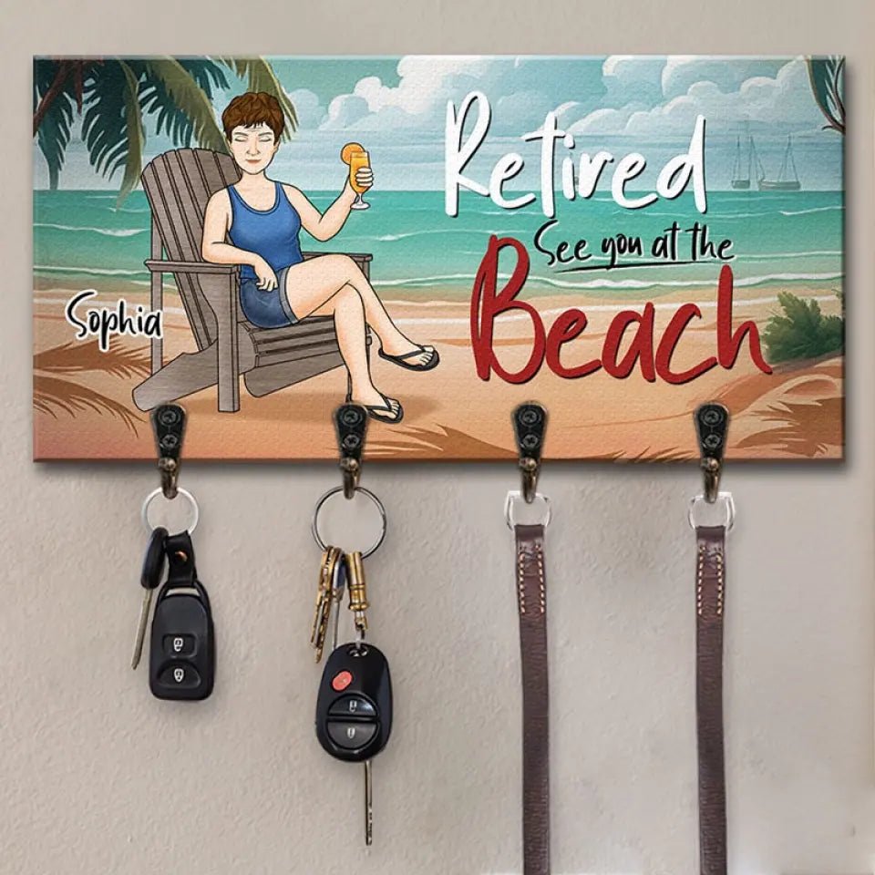 See You At The Beach - Family Personalized Custom Home Decor Key Hanger, Key Holder - House Warming Gift For Grandma