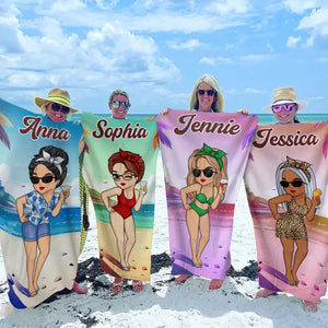 Vacay Mode On - Bestie Personalized Custom Beach Towel - Summer Vacation Gift, Birthday Pool Party Gift For Best Friends, BFF, Sisters