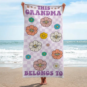 Ocean Air, Salty Hair - Family Personalized Custom Beach Towel - Summer Vacation Gift, Birthday Pool Party Gift For Grandma