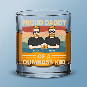 Proud Papa Of A Few Kids - Family Personalized Custom Whiskey Glass - Gift For Dad, Grandpa