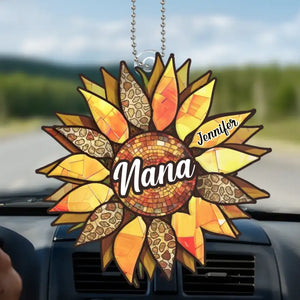 We Are Strong And Bright Like Sunflowers - Family Personalized Custom Car Ornament - Acrylic Custom Shaped - Gift For Mom, Grandma