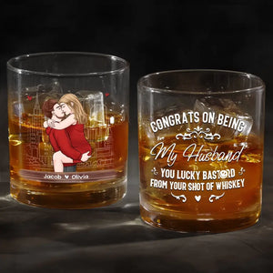 Your Shot Of Whiskey Loves You - Couple Personalized Custom Whiskey Glass - Gift For Husband Wife, Anniversary