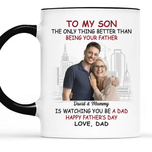 Custom Photo My Son Is My Pride And Joy - Family Personalized Custom Accent Mug - Father's Day, Gift For Son