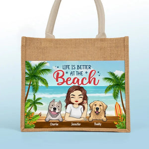 Best Dog Mom Ever - Dog Personalized Custom Tote Gift Bags, Jute Tote Bags, Beach Bags - Gift For Pet Owners, Pet Lovers