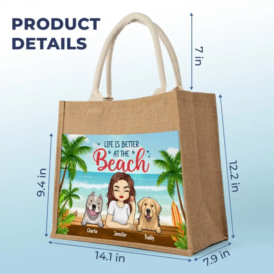 Best Dog Mom Ever - Dog Personalized Custom Tote Gift Bags, Jute Tote Bags, Beach Bags - Gift For Pet Owners, Pet Lovers