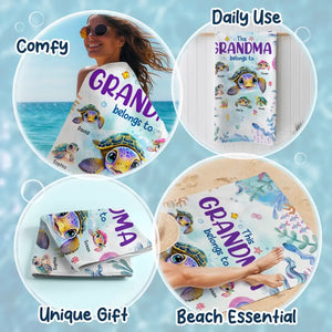 A House Needs A Grandma In It - Family Personalized Custom Beach Towel - Summer Vacation Gift, Birthday Pool Party Gift For Grandma