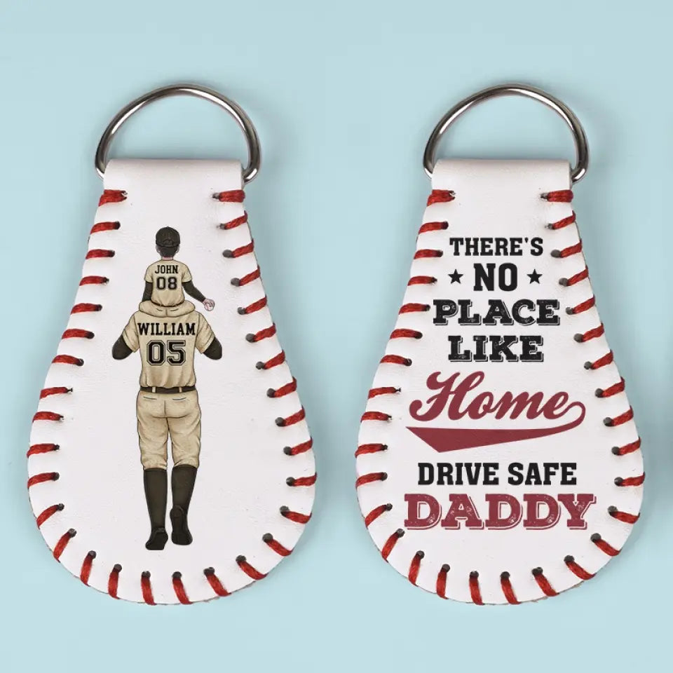 There's No Place Like Home - Family Personalized Custom Leather Keychain - Gift For Family Members