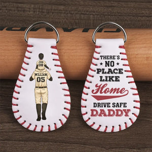 There's No Place Like Home - Family Personalized Custom Leather Keychain - Gift For Family Members