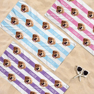 Custom Photo Summer Days And Pet Cuddles - Dog 
& Cat Personalized Custom Beach Towel - Summer Vacation Gift, Birthday Pool Party Gift For Pet Owners, Pet Lovers