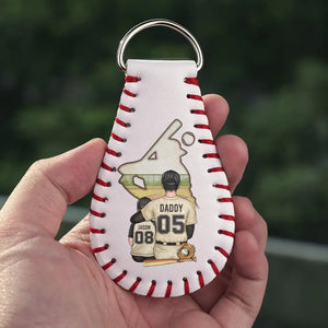 God Hit A Home Run When He Made You - Family Personalized Custom Leather Keychain - Gift For Family Members